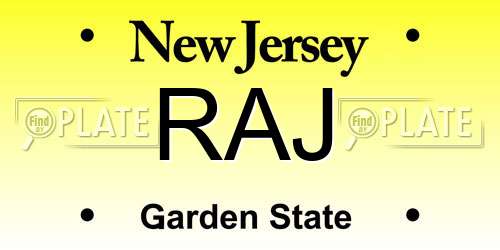 RAJ New Jersey License Plate