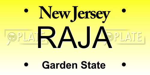 RAJA New Jersey License Plate