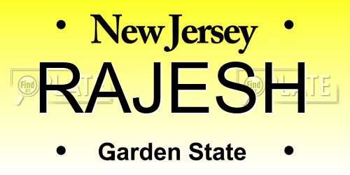 RAJESH New Jersey License Plate