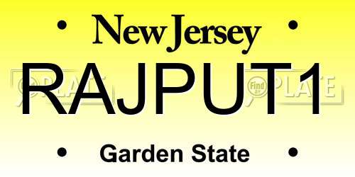 RAJPUT1 New Jersey License Plate