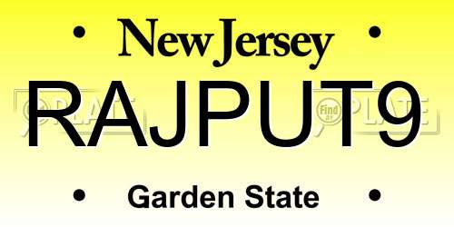 RAJPUT9 New Jersey License Plate