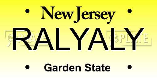 RALYALY New Jersey License Plate