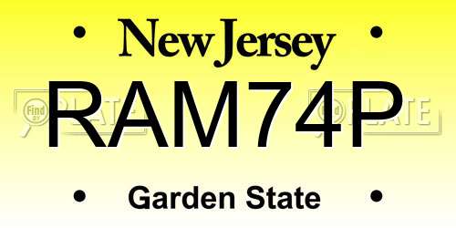 RAM74P New Jersey License Plate