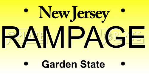 RAMPAGE New Jersey License Plate