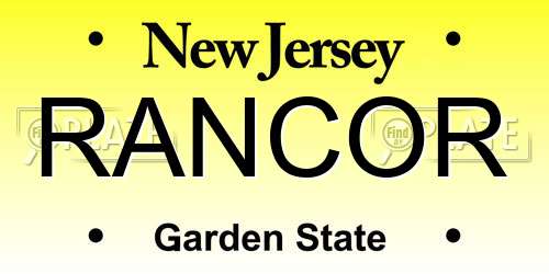 RANCOR New Jersey License Plate
