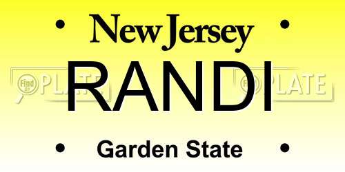 RANDI New Jersey License Plate