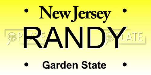 RANDY New Jersey License Plate