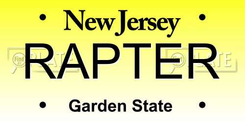 RAPTER New Jersey License Plate