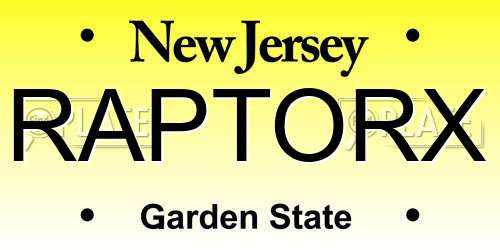 RAPTORX New Jersey License Plate