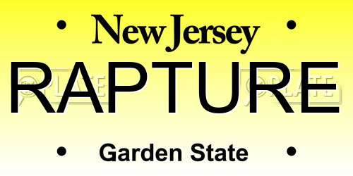 RAPTURE New Jersey License Plate