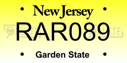 RAR089 New Jersey License Plate
