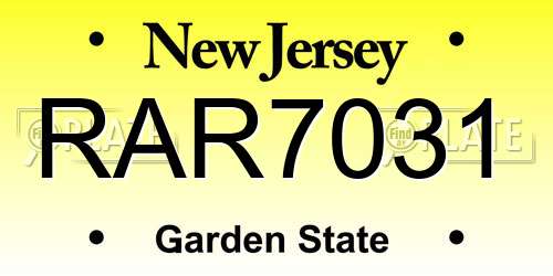 RAR7031 New Jersey License Plate
