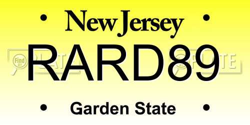 RARD89 New Jersey License Plate