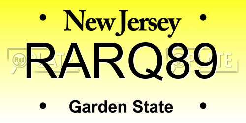 RARQ89 New Jersey License Plate