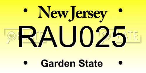 RAU025 New Jersey License Plate