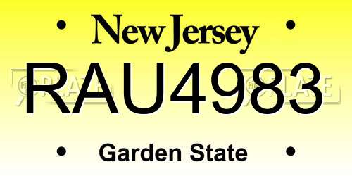 RAU4983 New Jersey License Plate