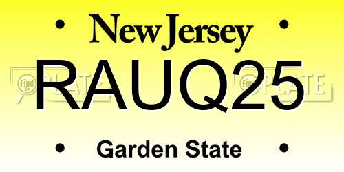RAUQ25 New Jersey License Plate