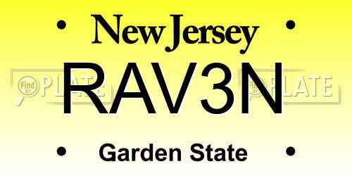 RAV3N New Jersey License Plate