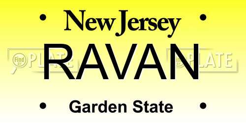 RAVAN New Jersey License Plate