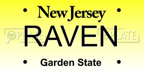 RAVEN New Jersey License Plate