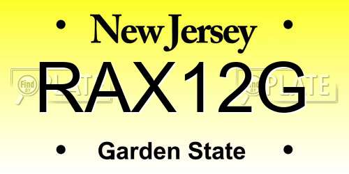 RAX12G New Jersey License Plate