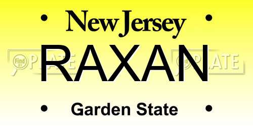 RAXAN New Jersey License Plate
