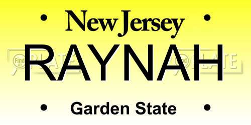 RAYNAH New Jersey License Plate