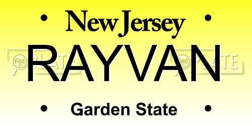 RAYVAN New Jersey License Plate
