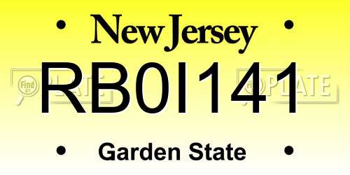 RB0I141 New Jersey License Plate
