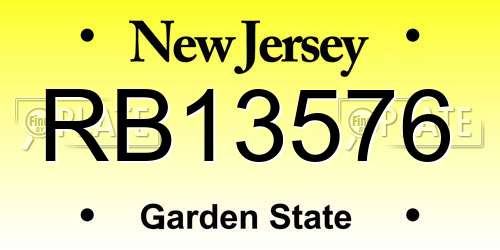 RB13576 New Jersey License Plate