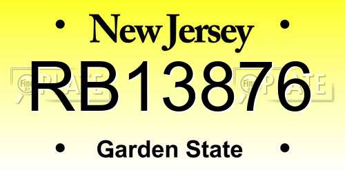 RB13876 New Jersey License Plate