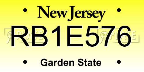 RB1E576 New Jersey License Plate