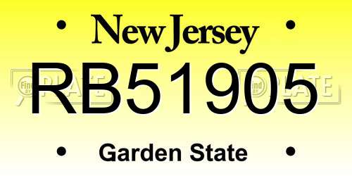 RB51905 New Jersey License Plate
