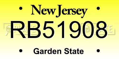 RB51908 New Jersey License Plate