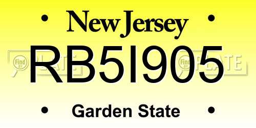 RB5I905 New Jersey License Plate