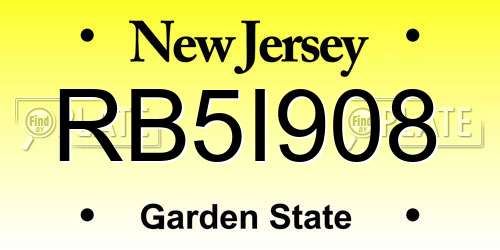 RB5I908 New Jersey License Plate