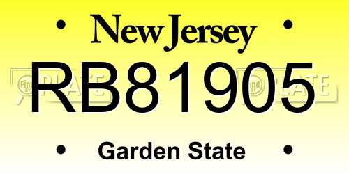 RB81905 New Jersey License Plate