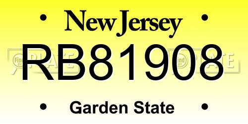 RB81908 New Jersey License Plate