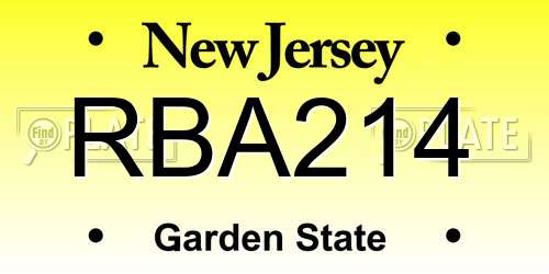 RBA214 New Jersey License Plate