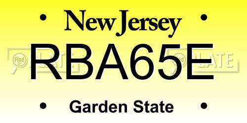 RBA65E New Jersey License Plate