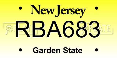 RBA683 New Jersey License Plate