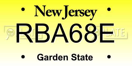 RBA68E New Jersey License Plate