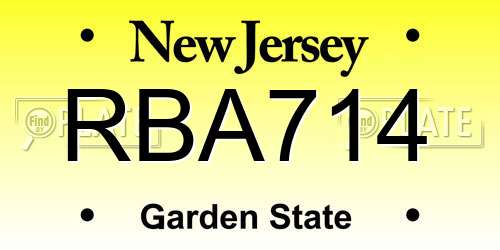 RBA714 New Jersey License Plate