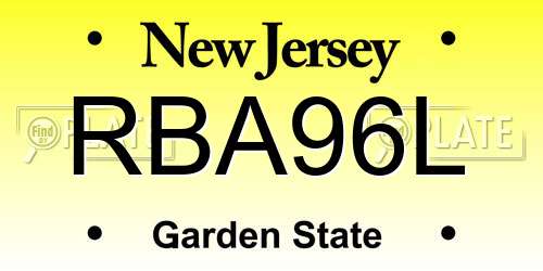 RBA96L New Jersey License Plate
