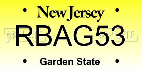 RBAG53 New Jersey License Plate