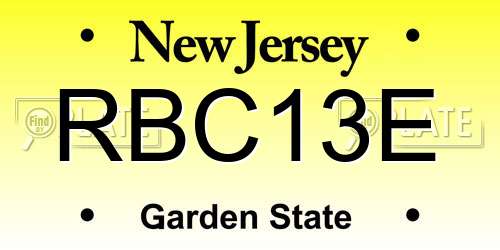 RBC13E New Jersey License Plate