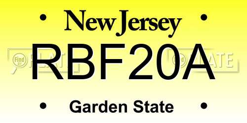 RBF20A New Jersey License Plate