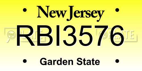 RBI3576 New Jersey License Plate