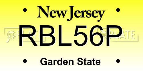 RBL56P New Jersey License Plate