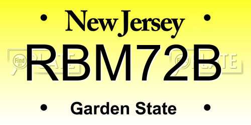 RBM72B New Jersey License Plate